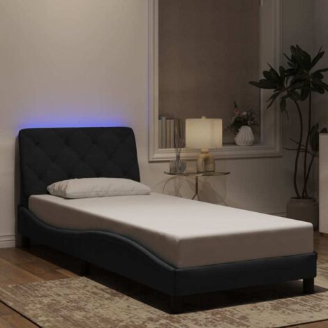 Estructura de cama con LED sin colchón terciopelo negro 80x200 cm vidaXL (1/5)