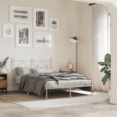 Estructura cama sin colchón con cabecero metal blanco 120x190cm vidaXL (1/5)