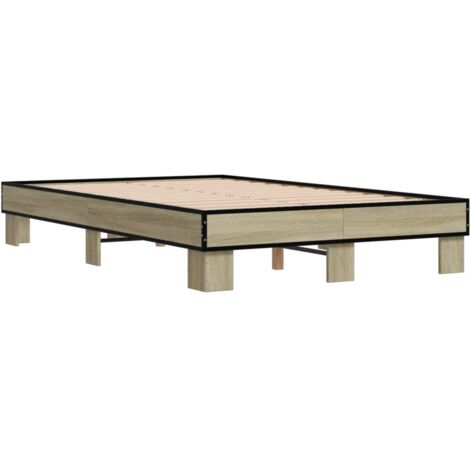 Estructura cama madera ingeniería metal roble Sonoma 120x190 cm vidaXL (1/5)