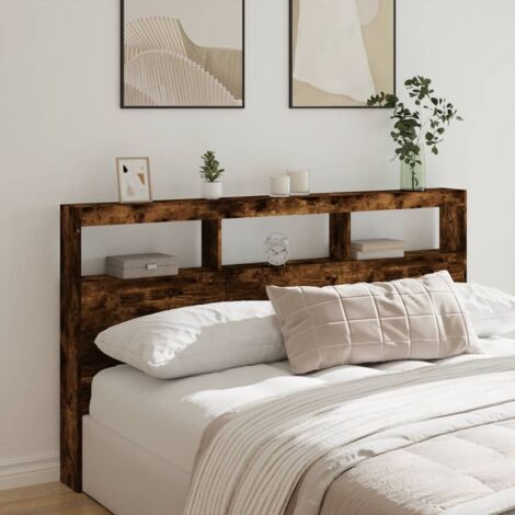 Cabecero de cama con luz LED roble ahumado 180x17x102 cm vidaXL