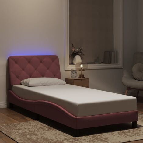 Estructura de cama con LED sin colchón terciopelo rosa 90x200 cm vidaXL (1/5)