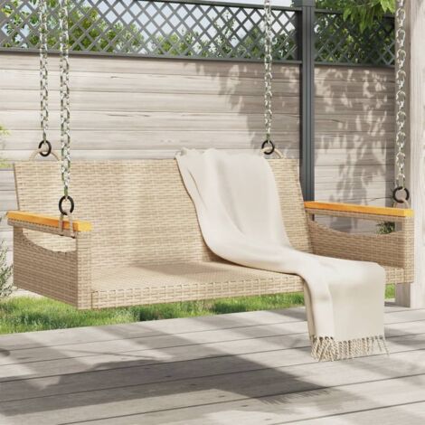 Banco columpio de ratán sintético beige 109x62x40 cm vidaXL