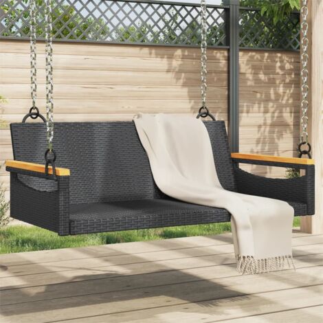 Banco columpio de ratán sintético negro 109x62x40 cm vidaXL