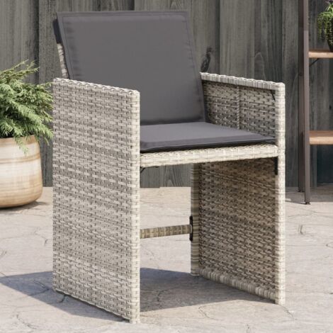 Sillones de jardín con cojines 4 uds ratán sintético gris claro vidaXL (1/5)