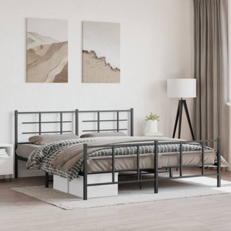 Estructura cama sin colchón con estribo metal negro 183x213 cm vidaXL (1/5)