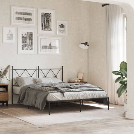 Estructura cama sin colchón con cabecero metal negro 135x190 cm vidaXL (1/5)