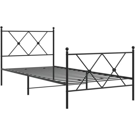 Estructura cama sin colchón con estribo metal negro 90x200 cm vidaXL (1/6)