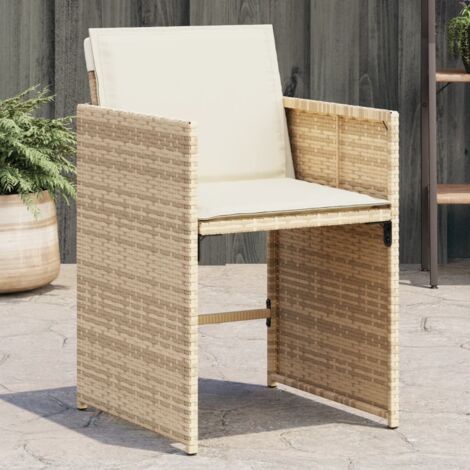 Sillas de jardín con cojines 4 uds ratán sintético beige vidaXL (1/5)