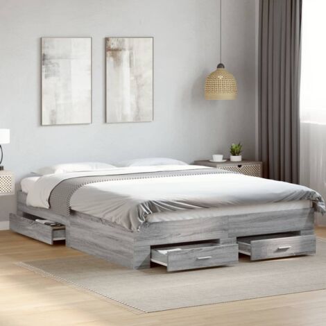 Cama con cajones madera ingeniería gris Sonoma 140x200 cm vidaXL (1/5)