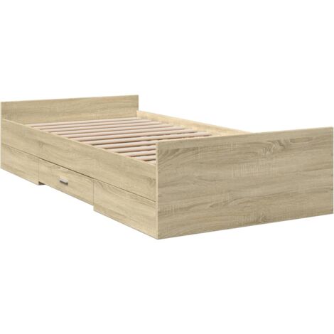 Cama con cajones madera ingeniería roble Sonoma 90x190 cm vidaXL (1/6)