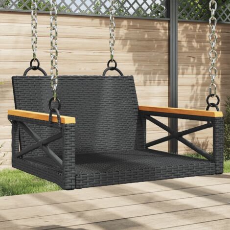 Banco columpio de ratán sintético negro 63x62x40 cm vidaXL