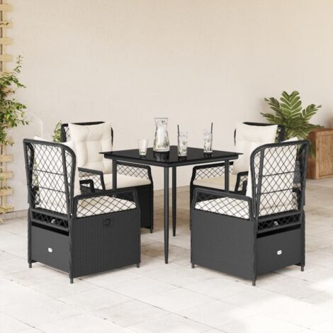 Set de muebles jardín 5 pzas con cojines ratán sintético negro vidaXL (1/5)