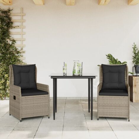 Set comedor de jardín 3 pzas cojines ratán sintético gris claro vidaXL (1/5)