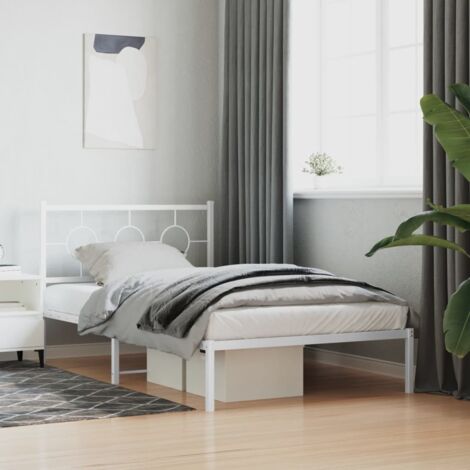 Estructura cama sin colchón con cabecero metal blanco 107x203cm vidaXL (1/5)