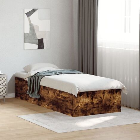 Estructura de cama madera de ingeniería roble humo 100x200 cm vidaXL (1/5)