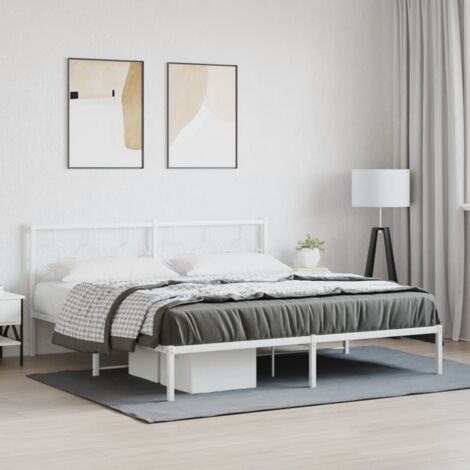 Estructura cama sin colchón con cabecero metal blanco 183x213cm vidaXL (1/5)