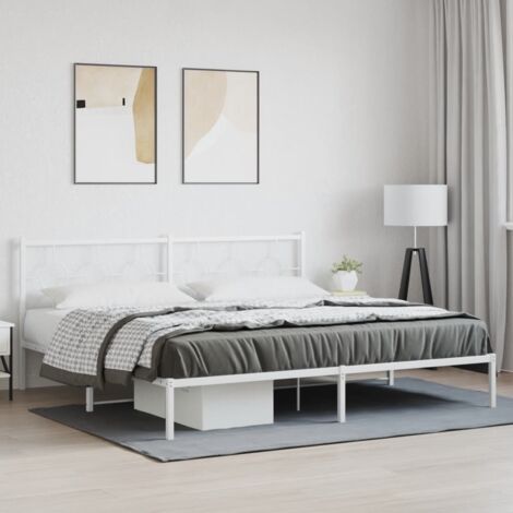 Estructura cama sin colchón con cabecero metal blanco 200x200cm vidaXL (1/5)