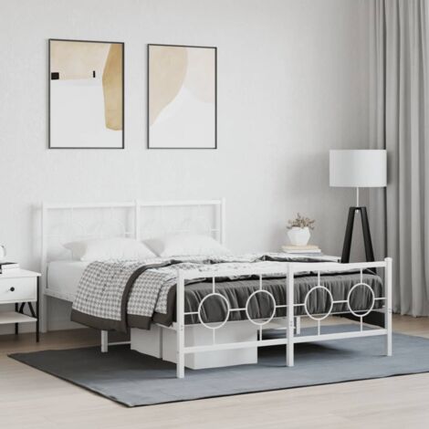 Estructura cama sin colchón con estribo metal blanco 140x190 cm vidaXL (1/5)
