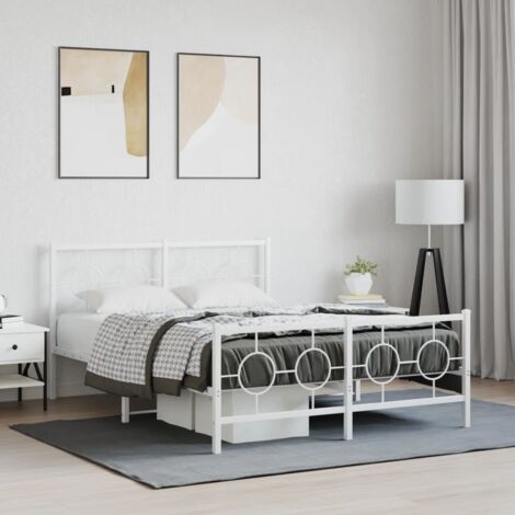 Estructura cama sin colchón con estribo metal blanco 140x200 cm vidaXL (1/5)