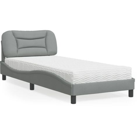 Cama con colchón Hvar tela gris claro 90x190 cm vidaXL (1/5)