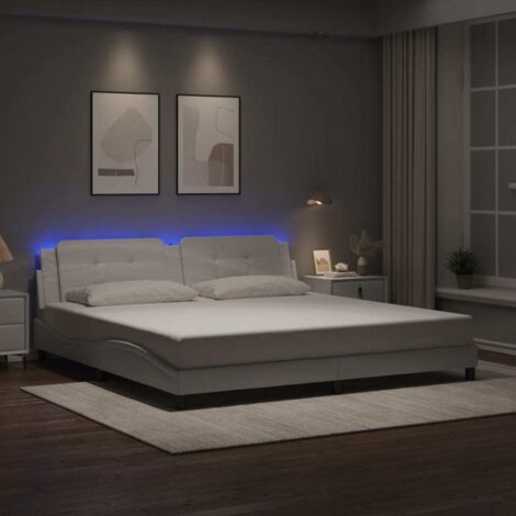 Estructura de cama con LED sin colchón Zadar blanco 200x200 cm vidaXL (1/5)