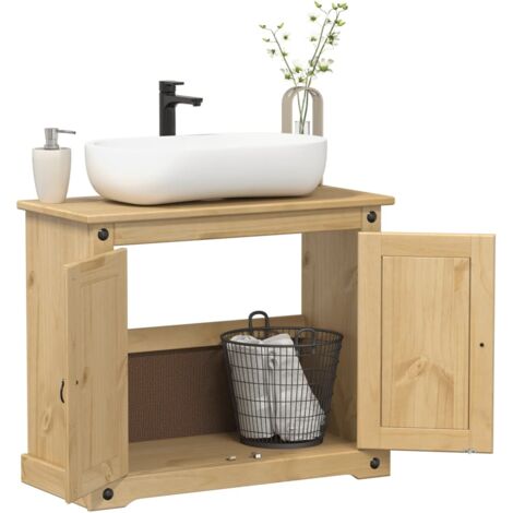 Mueble de lavabo de baño Corona madera maciza pino 73x33x60 cm vidaXL