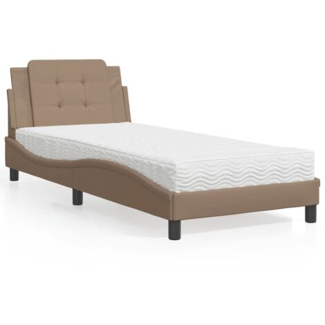 Estructura de cama sin colchón Zadar cuero sintético capuchino 100x200 cm vidaXL (1/5)