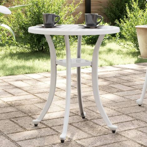 Mesa de jardín aluminio fundido blanco Ø48x53 cm vidaXL