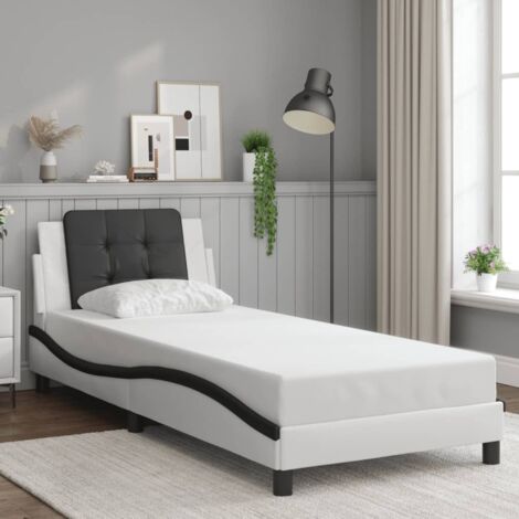 Estructura de cama sin colchón Zadar cuero sintético blanco y negro vidaXL (1/5)
