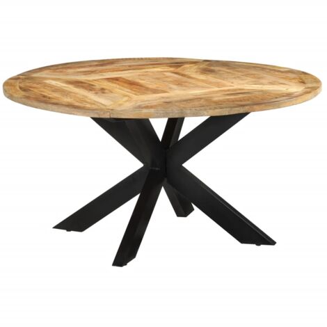 Mesa de comedor madera maciza de mango sin tratar Ø150x76 cm vidaXL