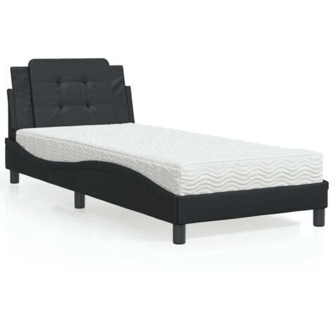 Estructura de cama sin colchón Zadar cuero sintético negro 100x200 cm vidaXL (1/5)