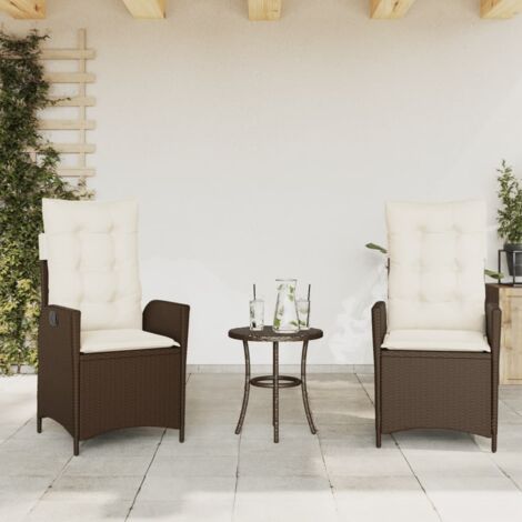 Sillones reclinables jardín con cojines marrones 2 uds ratán PE vidaXL