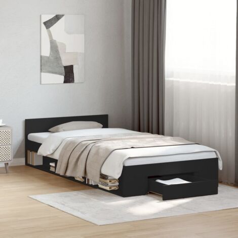Cama con cajón madera de ingeniería negra 75x190 cm vidaXL