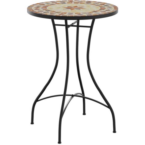 Mesa bistró de mosaico cerámica terracota y blanco Ø50x70 cm vidaXL