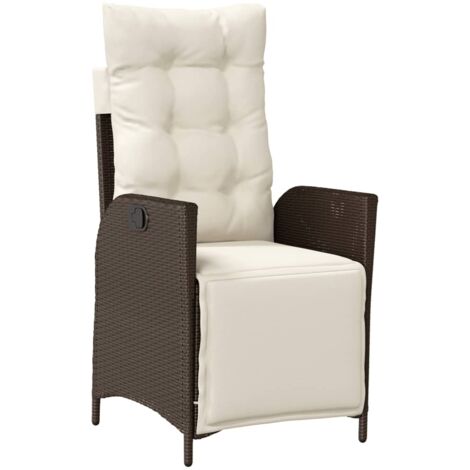 Sillón reclinable de jardín con reposapiés ratán PE marrón vidaXL