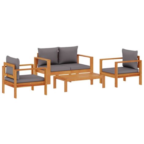 Set sofás de jardín con cojines 4 pzas madera maciza de acacia vidaXL (1/5)