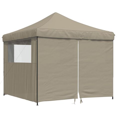 Tienda de fiesta plegable Pop-Up con 4 paredes laterales taupe vidaXL