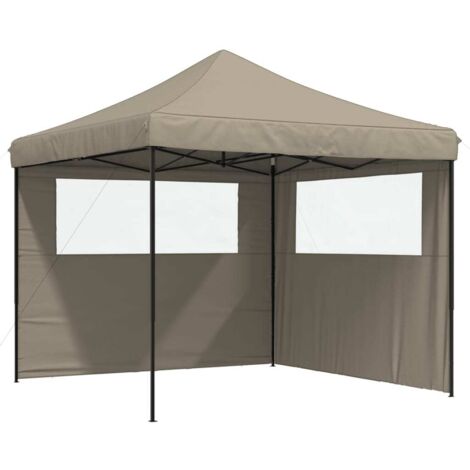 Tienda de fiesta plegable Pop-Up con 2 paredes laterales taupe vidaXL