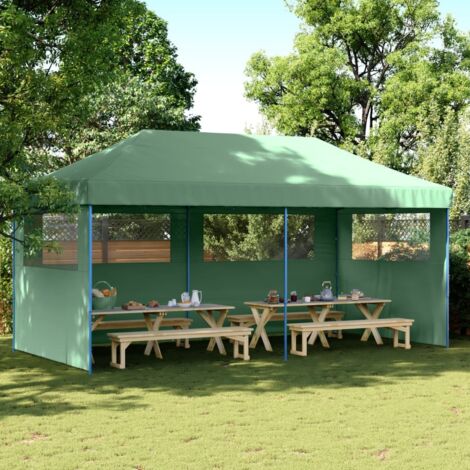 Tienda de fiesta plegable Pop-Up con 3 paredes laterales verde vidaXL (1/5)