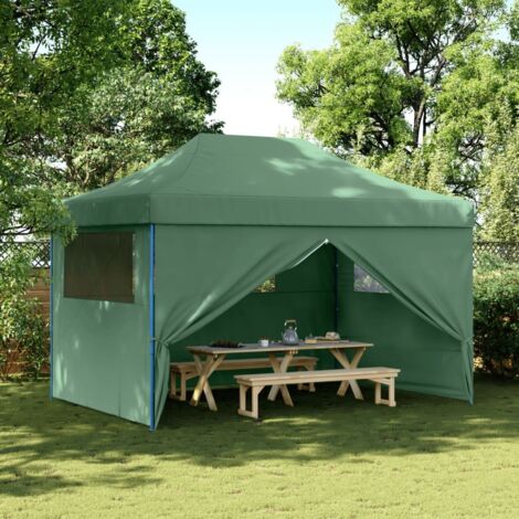 Tienda de fiesta plegable Pop-Up con 4 paredes laterales verde vidaXL