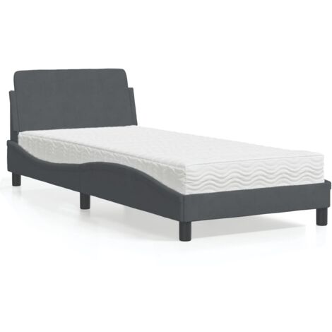 Cama con colchón Dover terciopelo gris oscuro 90x200 cm vidaXL (1/5)