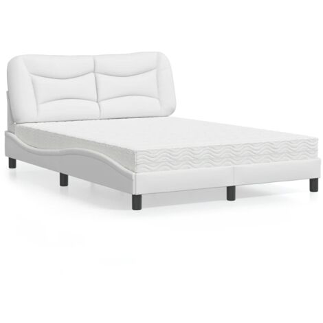 Cama con colchón Hvar cuero sintético blanco 120x200 cm vidaXL (1/5)