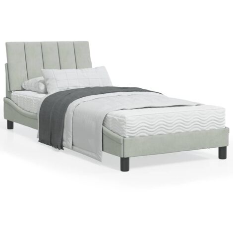 Cama con colchón Hanko terciopelo gris claro 90x200 cm vidaXL (1/5)