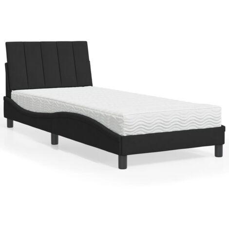 Cama con colchón Hanko terciopelo negro 80x200 cm vidaXL (1/5)