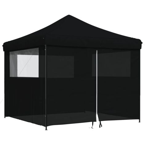 Tienda de fiesta plegable Pop-Up con 4 paredes laterales negra vidaXL