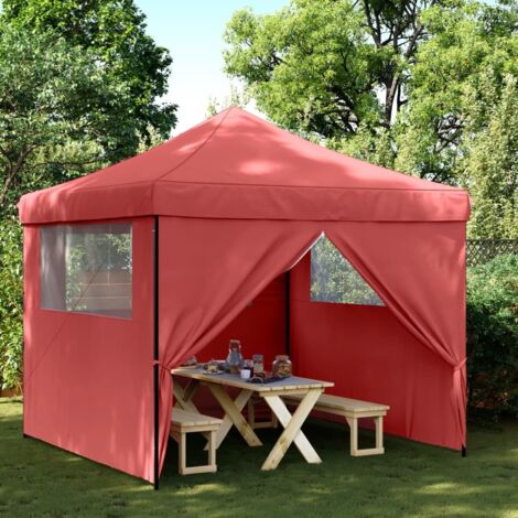 Tienda de fiesta plegable Pop-Up 4 paredes laterales burdeos vidaXL