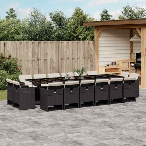 Set de muebles jardín 17 pzas con cojines ratán sintético negro vidaXL (1/5)