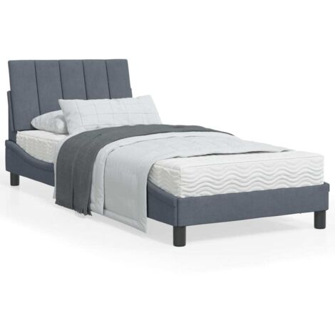Cama con colchón Hanko terciopelo gris oscuro 90x200 cm vidaXL (1/5)