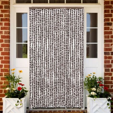 Cortina antimoscas chenilla marrón y blanco 118x220 cm vidaXL (1/5)