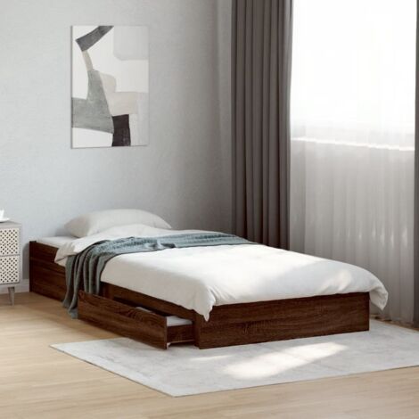 Cama con cajones madera de ingeniería marrón roble 75x190 cm vidaXL